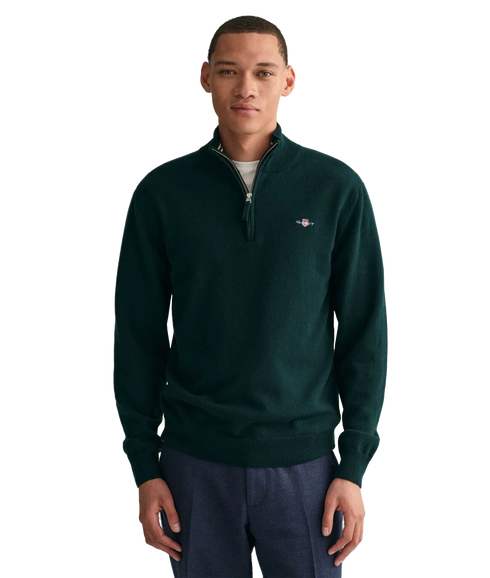 Superfine Lambswool Half-Zip Sweater - Green