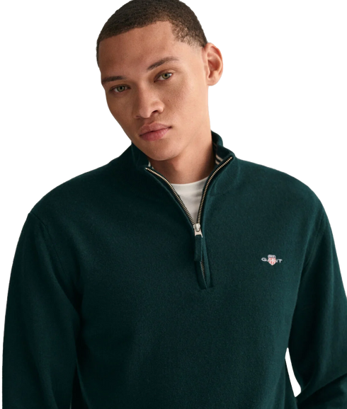 Superfine Lambswool Half-Zip Sweater - Green