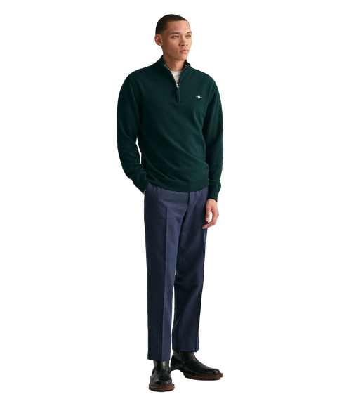 Superfine Lambswool Half-Zip Sweater - Green