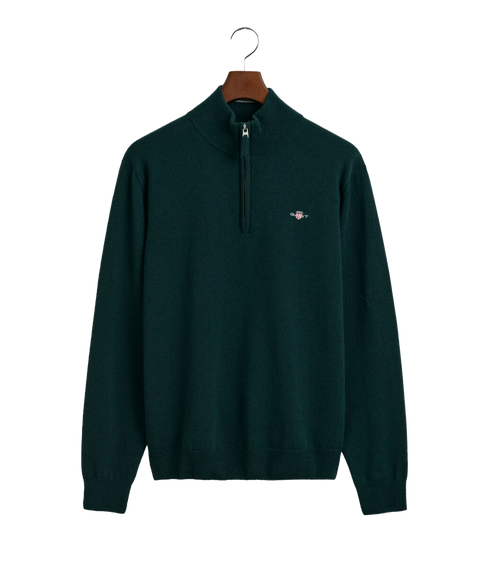 Superfine Lambswool Half-Zip Sweater - Green
