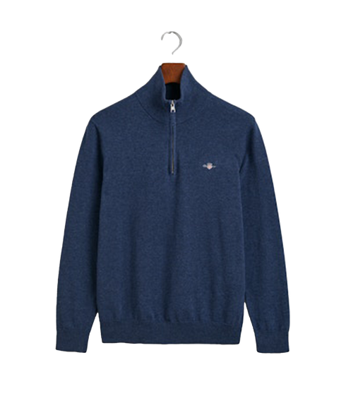 Classic Cotton Half Zip - Blue Melange