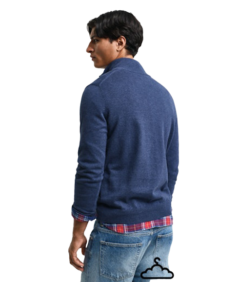 Classic Cotton Half Zip - Blue Melange