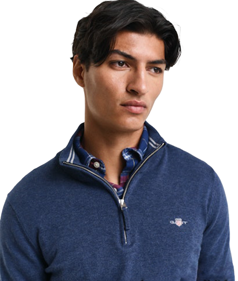 Classic Cotton Half Zip - Blue Melange