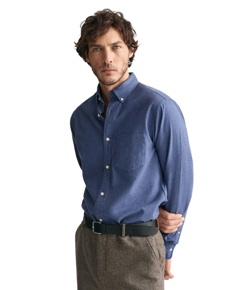 Regular Fit Flannel Melange Shirt - Blue