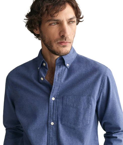 Regular Fit Flannel Melange Shirt - Blue
