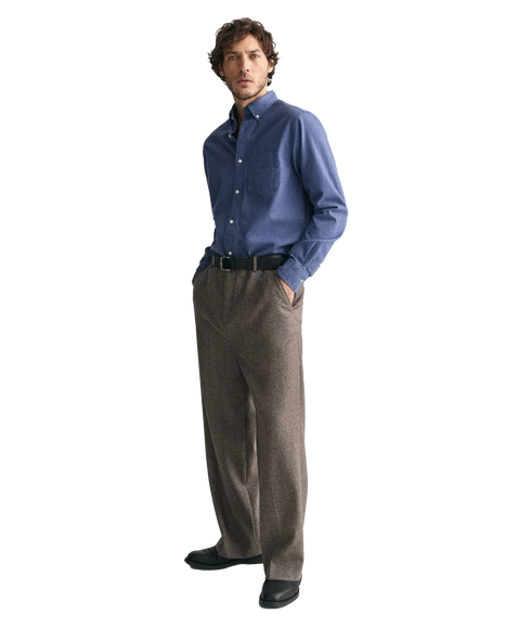 Regular Fit Flannel Melange Shirt - Blue