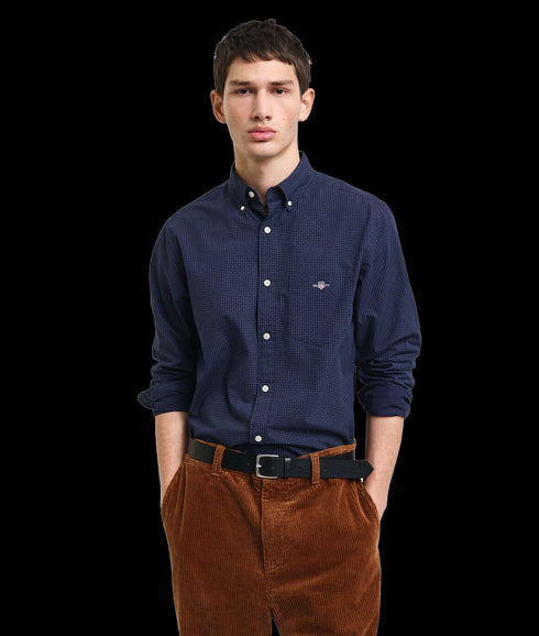 Regular Fit Micro Print Shirt - Blue