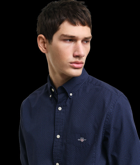 Regular Fit Micro Print Shirt - Blue