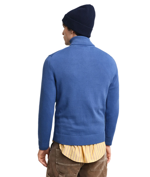Casual Cotton Half-Zip Sweater - Blue