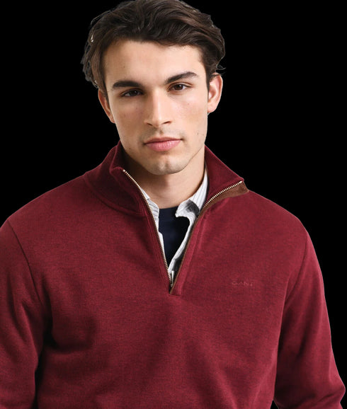 Sacker Rib Half-Zip Sweatshirt - Red