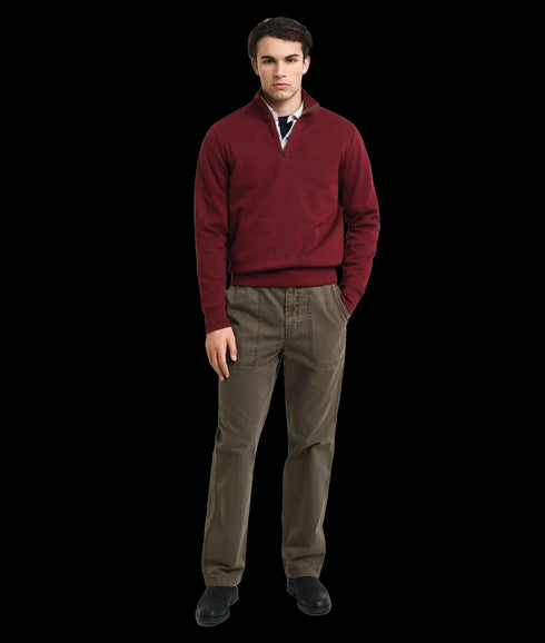 Sacker Rib Half-Zip Sweatshirt - Red