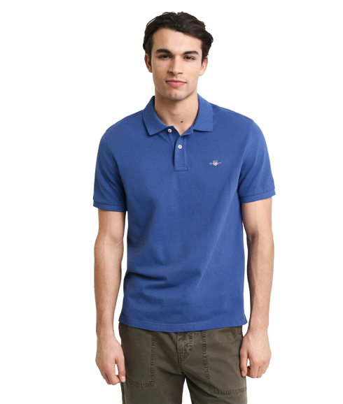 Regular Fit Shield Pique Polo Shirt - Blue