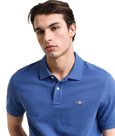 Regular Fit Shield Pique Polo Shirt - Blue