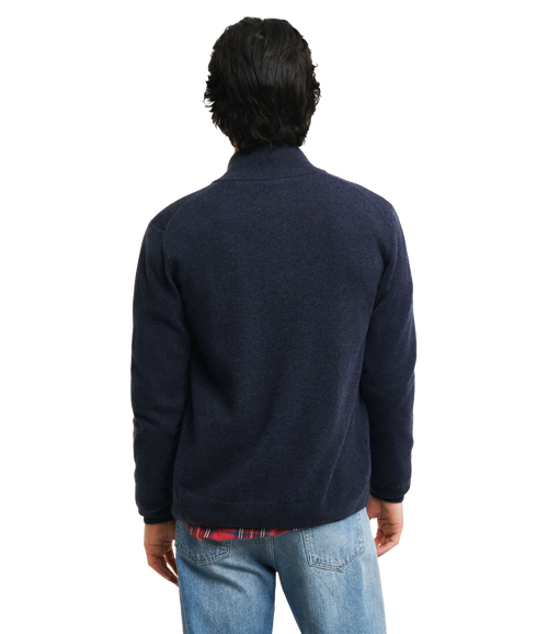 Superfine Lambswool Zip Cardigan - Navy