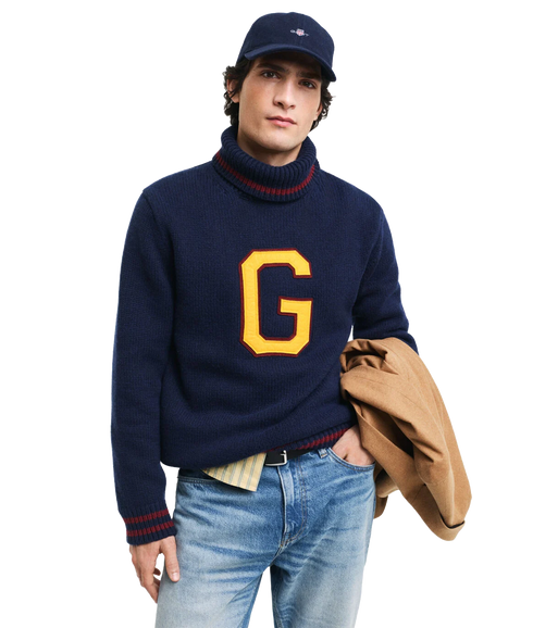 Seasonal G Turtleneck Sweater - Navy