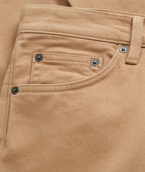 Slim Fit Soft Twill Jeans - Beige