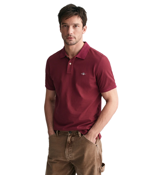 Regular Fit Shield Pique Polo Shirt - Red