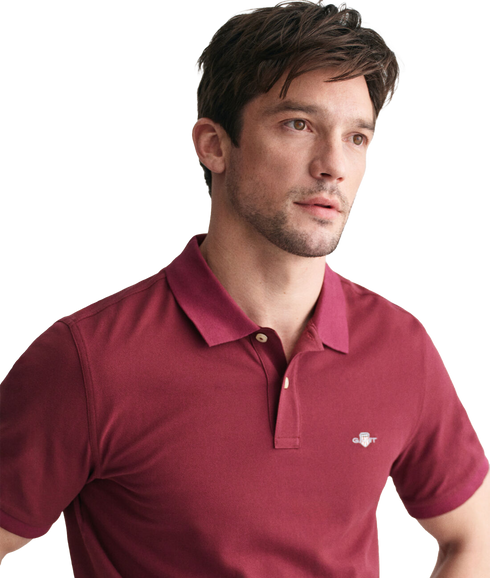 Regular Fit Shield Pique Polo Shirt - Red