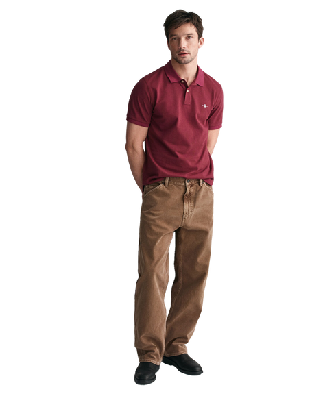 Regular Fit Shield Pique Polo Shirt - Red