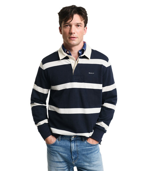 Yarn Dyed Striped Heavy Rugger - Navy