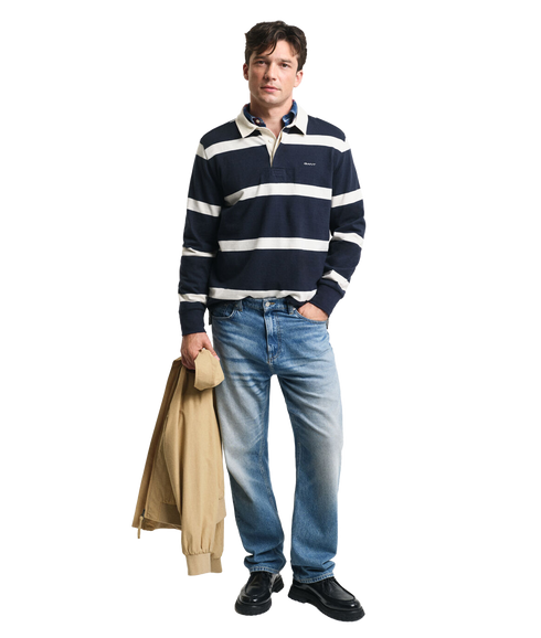 Yarn Dyed Striped Heavy Rugger - Navy