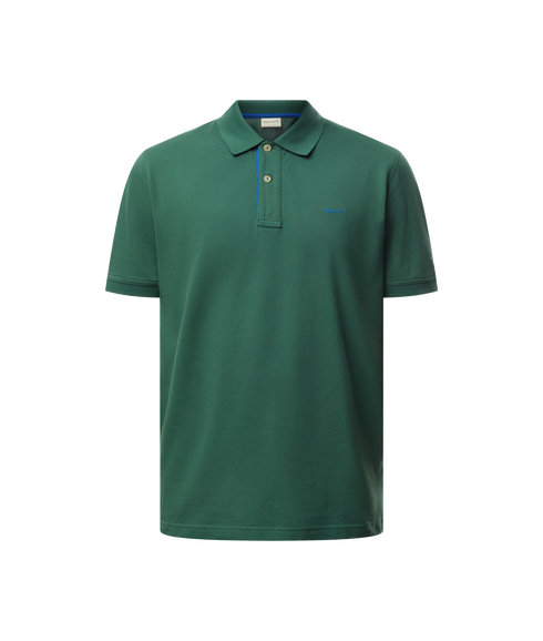 Reg Contrast Pique Ss Polo - Green