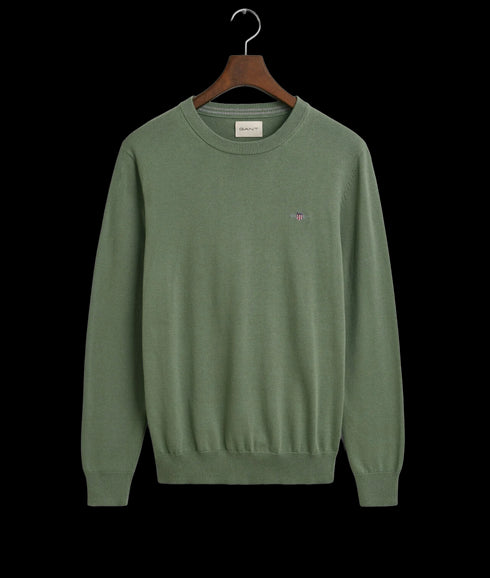 Classic Cotton Crew Neck Sweater - Kalamata Green