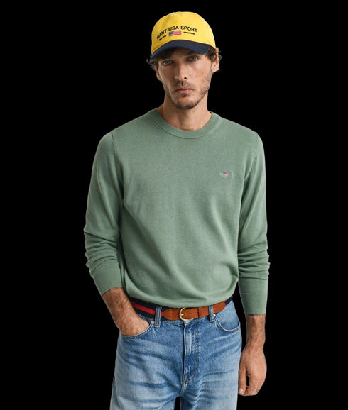Classic Cotton Crew Neck Sweater - Kalamata Green