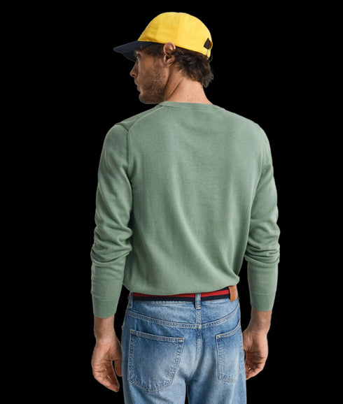 Classic Cotton Crew Neck Sweater - Kalamata Green