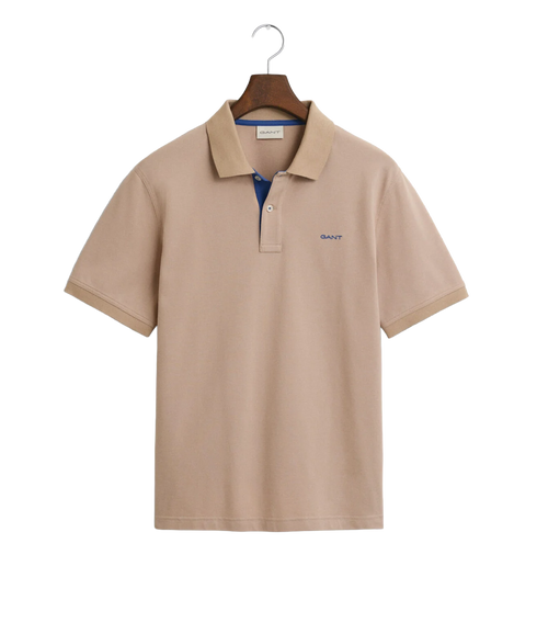 Contrast Pique Short Sleeve Polo - Dry Sand