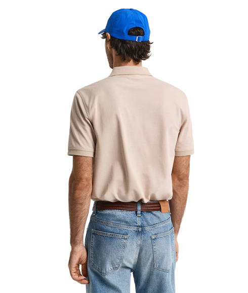 Contrast Pique Short Sleeve Polo - Dry Sand