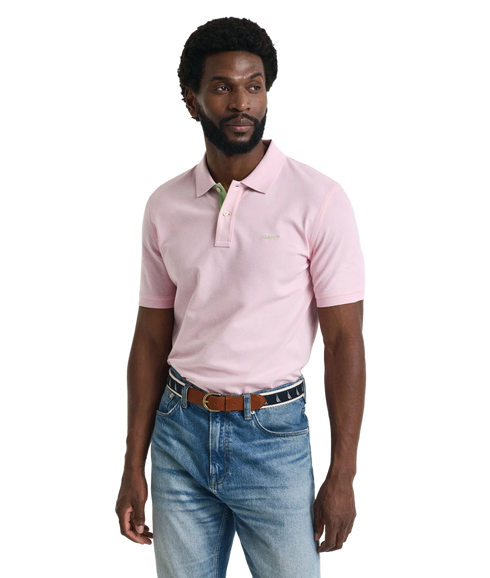 Contrast Pique Short Sleeve Polo - California Pink