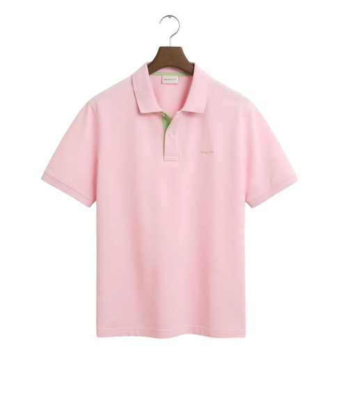 Contrast Pique Short Sleeve Polo - California Pink