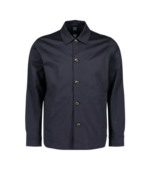 Benloy Cotton Sateen Stretch Overshirt - Navy