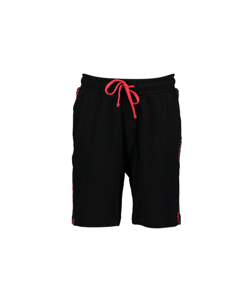 Cotton-terry Shorts with Embroidered Logos and Drawstring Waist - Black