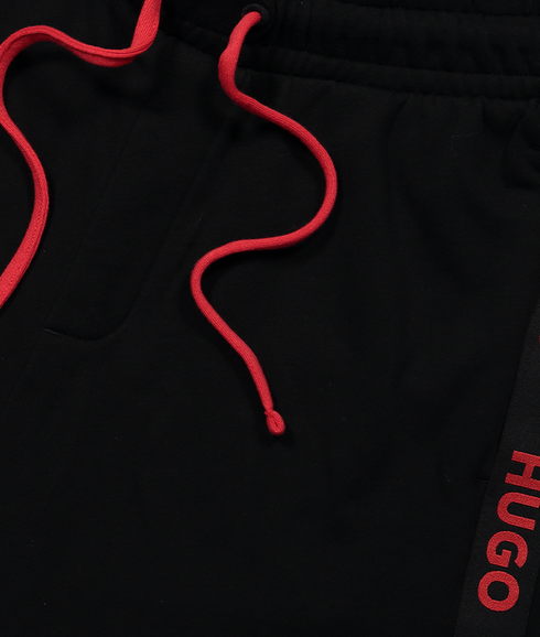 Cotton-terry Shorts with Embroidered Logos and Drawstring Waist - Black