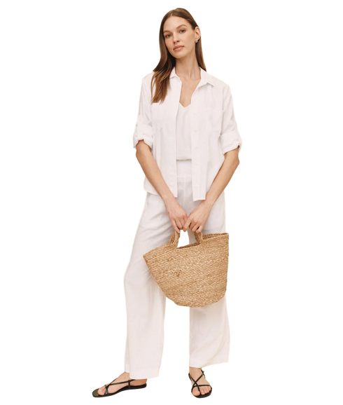 Split Back Button Down - White