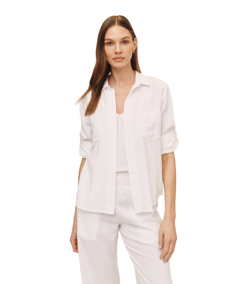 Split Back Button Down - White