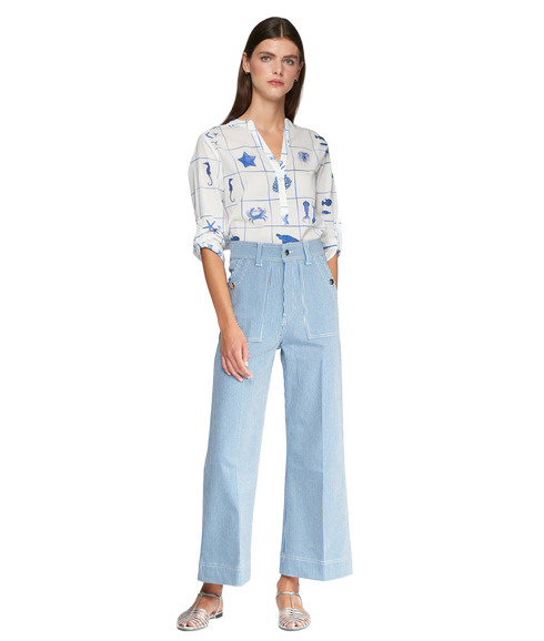 Noa Trousers - Denim Rayas