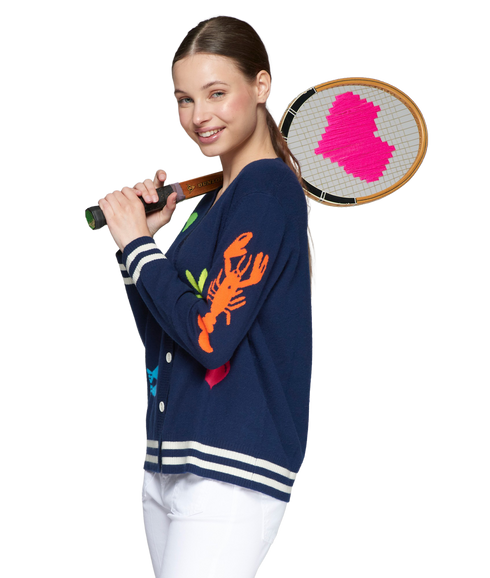 Intarsia Cardigan - Marine Beach