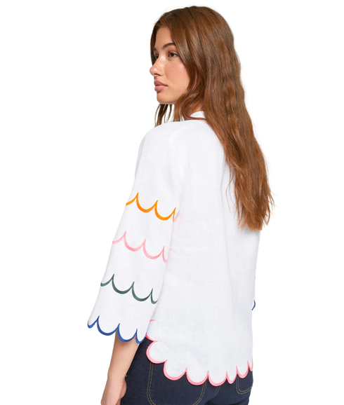 Scallop Hem Linen Shirt - White