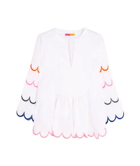 Scallop Hem Linen Shirt - White