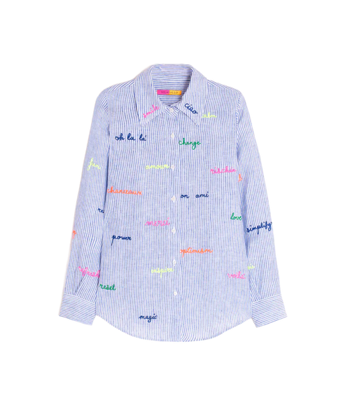 Ooh La La Striped Linen Shirt - Blue