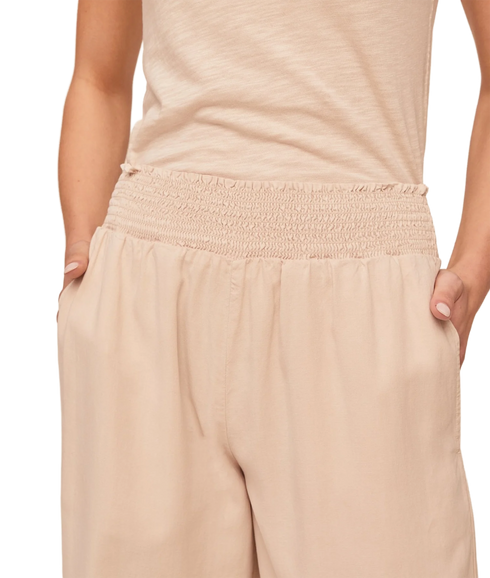 Smocked Waist Wide Leg - Linen Sand