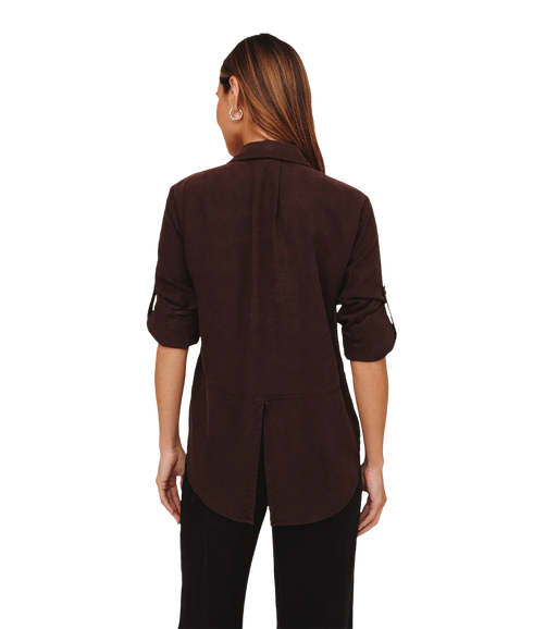 Split Back Button Down - Chestnut Brown