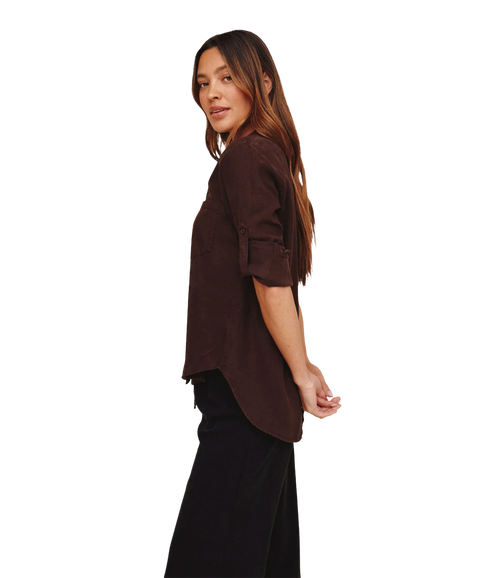 Split Back Button Down - Chestnut Brown