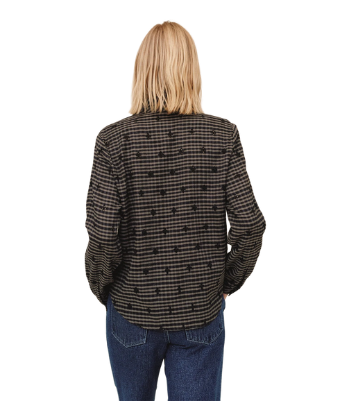 Long Sleeve Clean Button Down Shirt - Black/Olive Gingham
