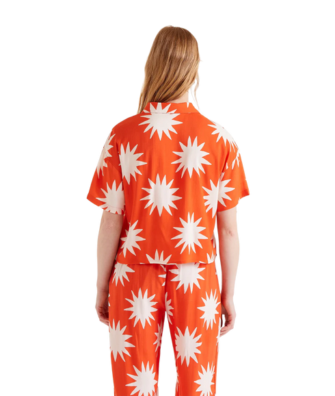 Big Sun Print Short Sleeve Shirt - Red
