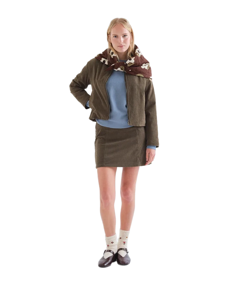 Cord Mini Skirt - Green