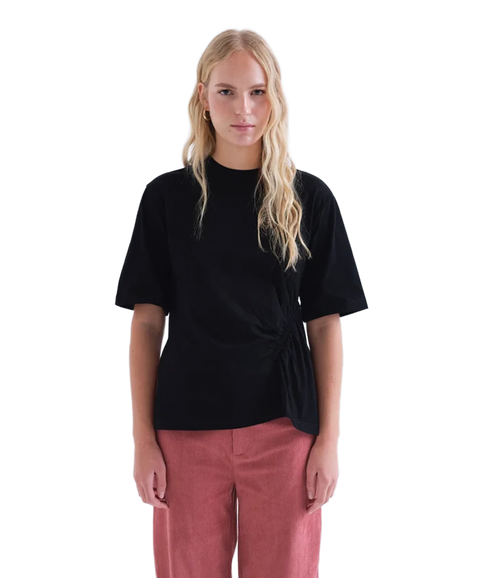 Cinched Waist T-Shirt - Black